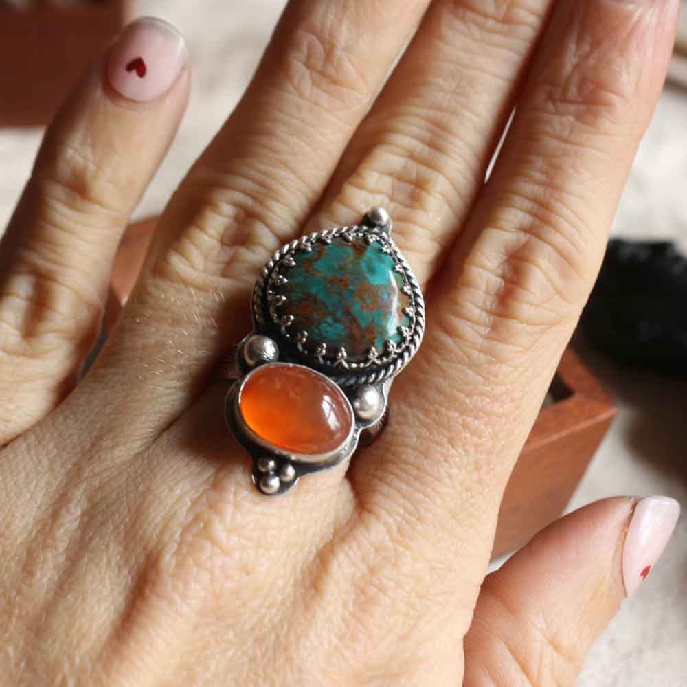 Ordine personalizzato S.P. - Anello con Turchese e Corniola
