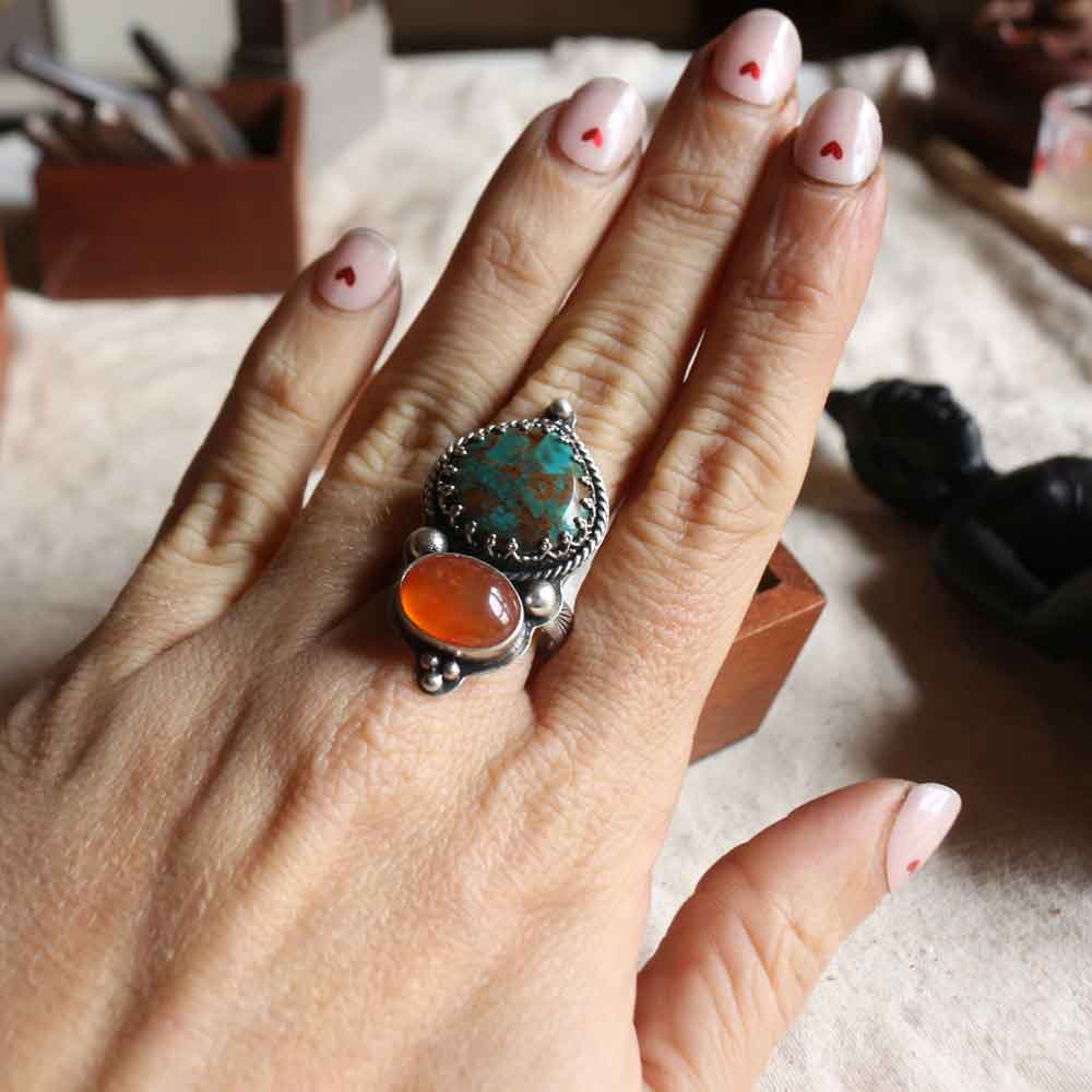 Ordine personalizzato S.P. - Anello con Turchese e Corniola