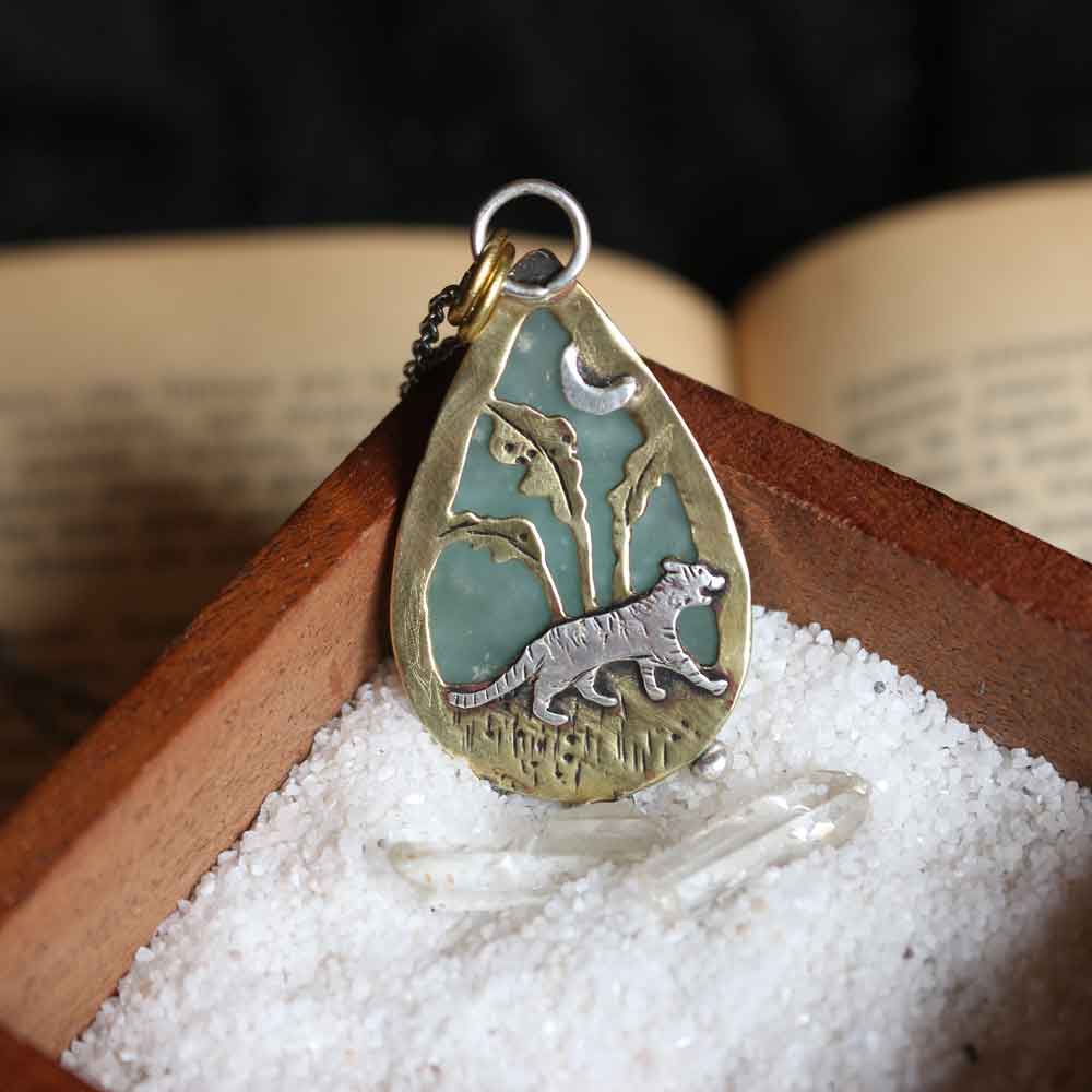 Ciondolo Totem La Tigre - Emimorfite acqua