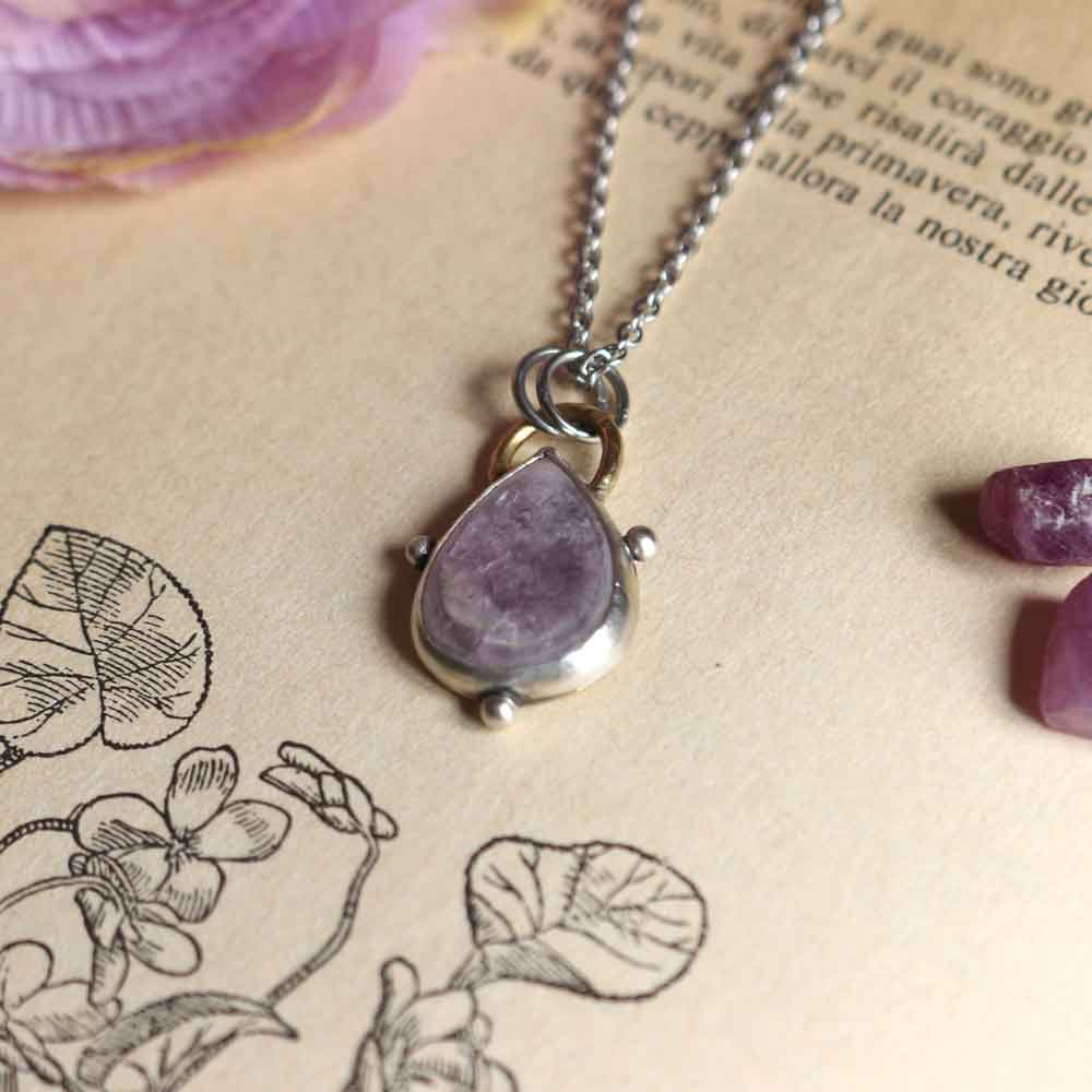 Ciondolo Totem "Libellula" - Mica Lepidolite rosa