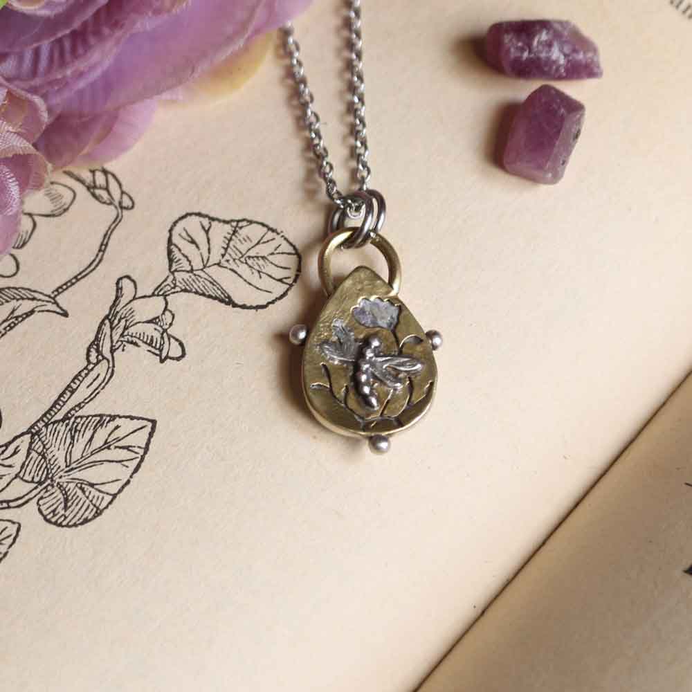 Ciondolo Totem "Libellula" - Mica Lepidolite rosa