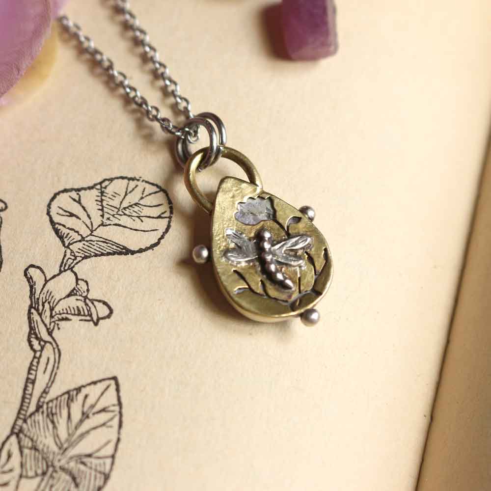 Ciondolo Totem "Libellula" - Mica Lepidolite rosa