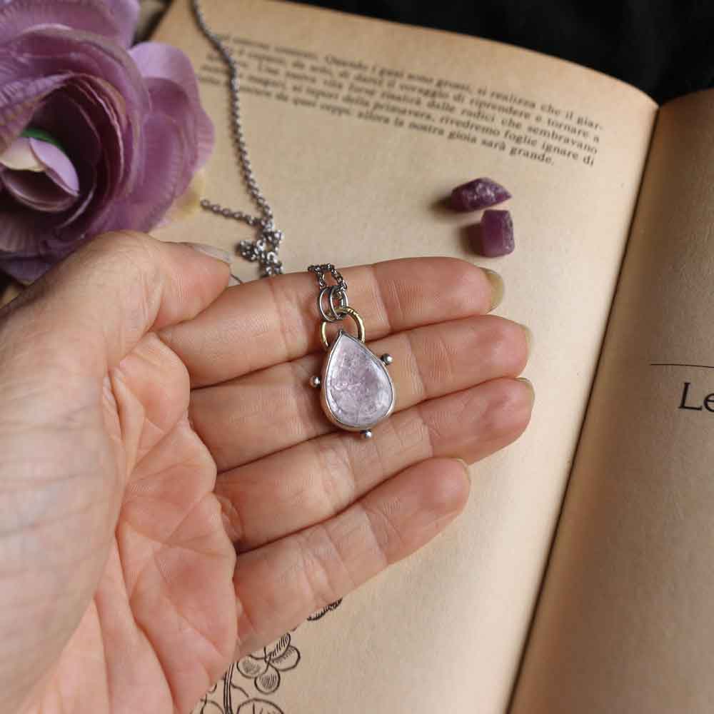 Ciondolo Totem "Libellula" - Mica Lepidolite rosa