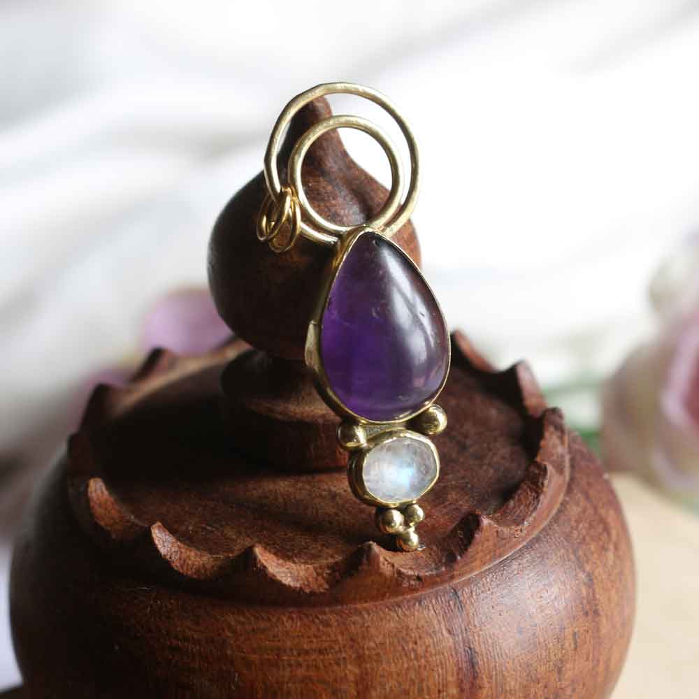 Pendente "Luna Viola" -  Ametista e Labradorite bianca
