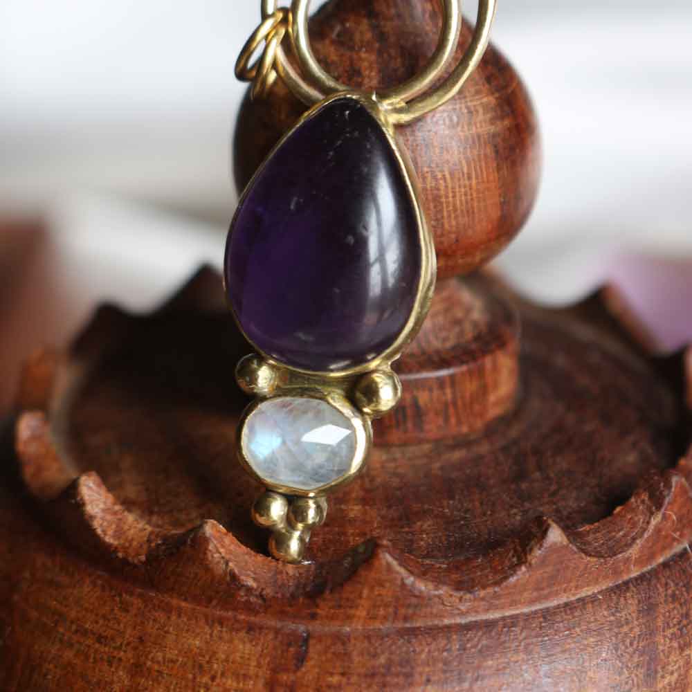 Pendente "Luna Viola" -  Ametista e Labradorite bianca