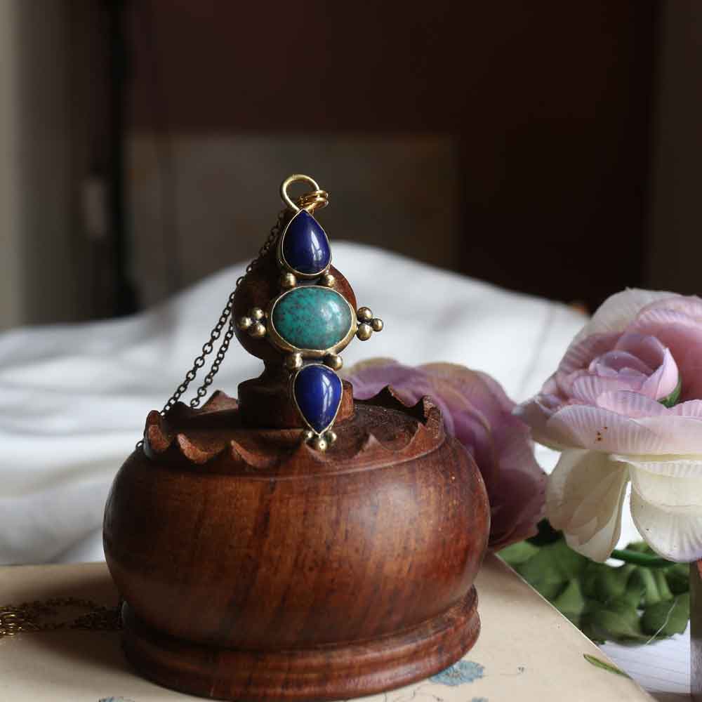 Ciondolo Amuleto della Maga Morgana le Fay - Lapislazzuli e Turchese - Riservato Maria