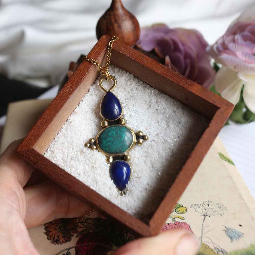 Ciondolo Amuleto della Maga Morgana le Fay - Lapislazzuli e Turchese - Riservato Maria