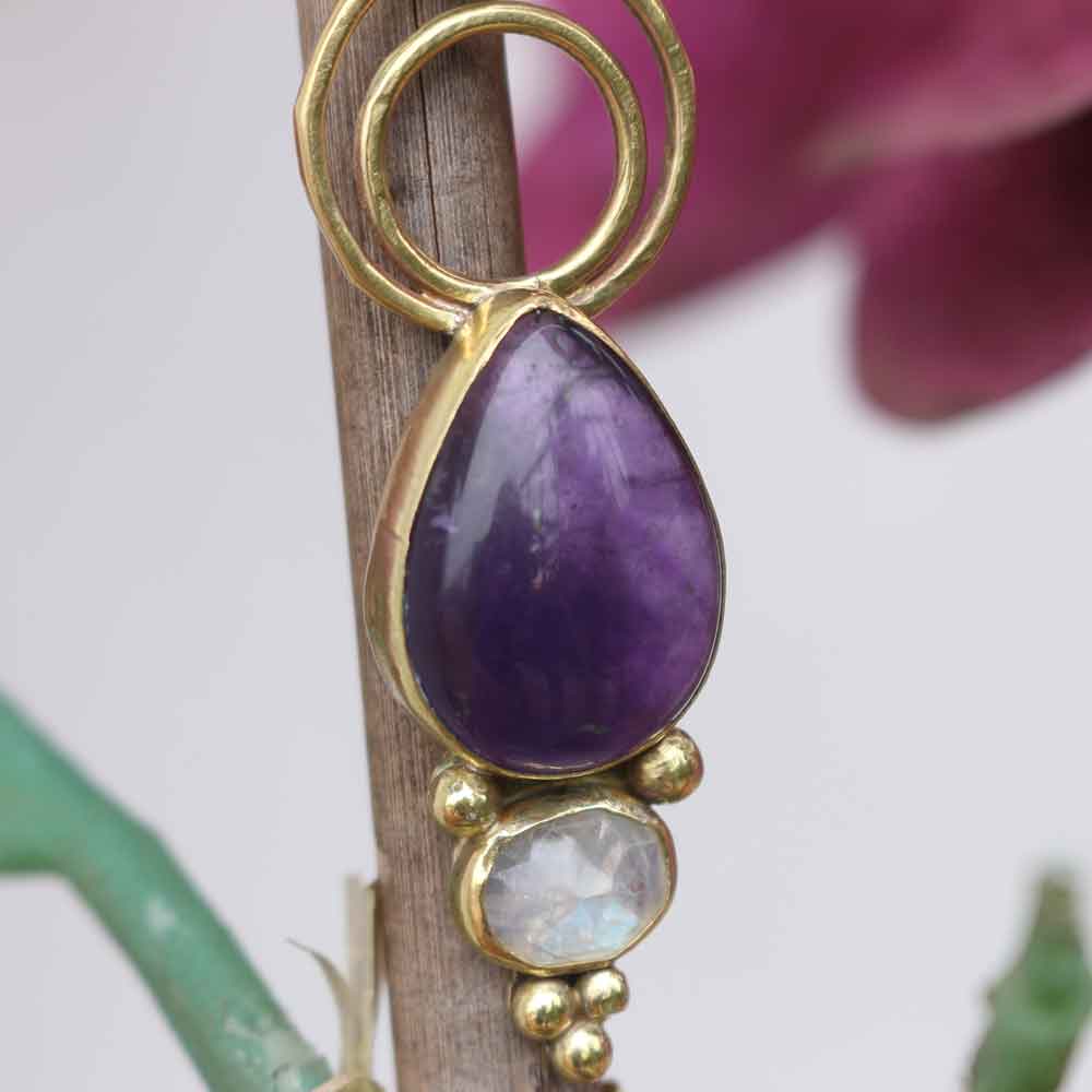 Pendente "Luna Viola" -  Ametista e Labradorite bianca