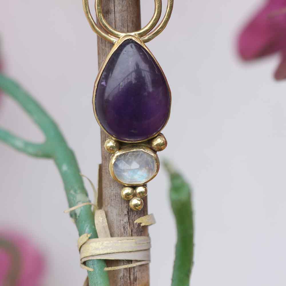 Pendente "Luna Viola" -  Ametista e Labradorite bianca