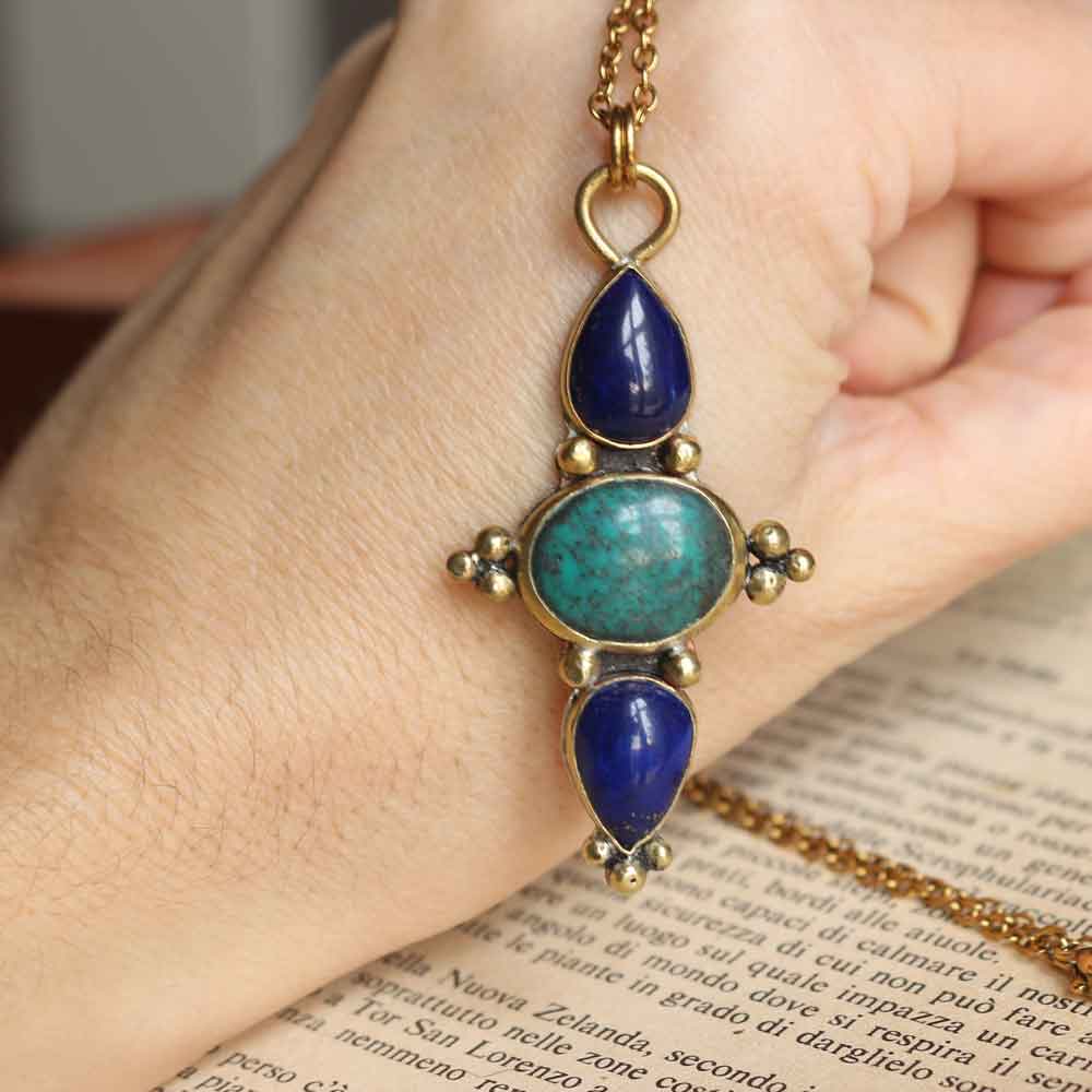 Ciondolo Amuleto della Maga Morgana le Fay - Lapislazzuli e Turchese - Riservato Maria