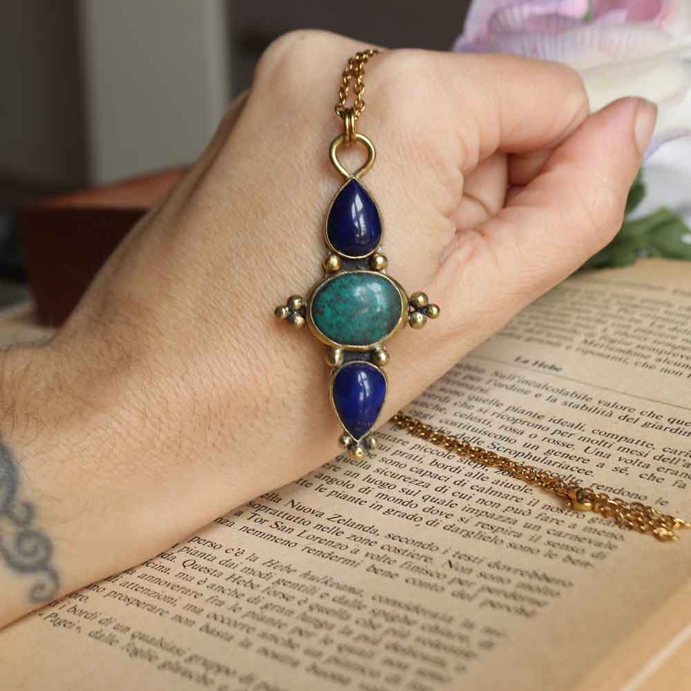 Ciondolo Amuleto della Maga Morgana le Fay - Lapislazzuli e Turchese - Riservato Maria