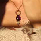 Pendente "Luna Viola" -  Ametista e Labradorite bianca