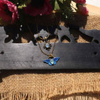 Ciondolo "Farfalla Blu" Farfalla dipinta a mano