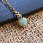 Collana "LUMEA" - Ciondolo cuore di Amazzonite e catenina acciaio