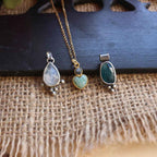 Collana "LUMEA" - Ciondolo cuore di Amazzonite e catenina acciaio