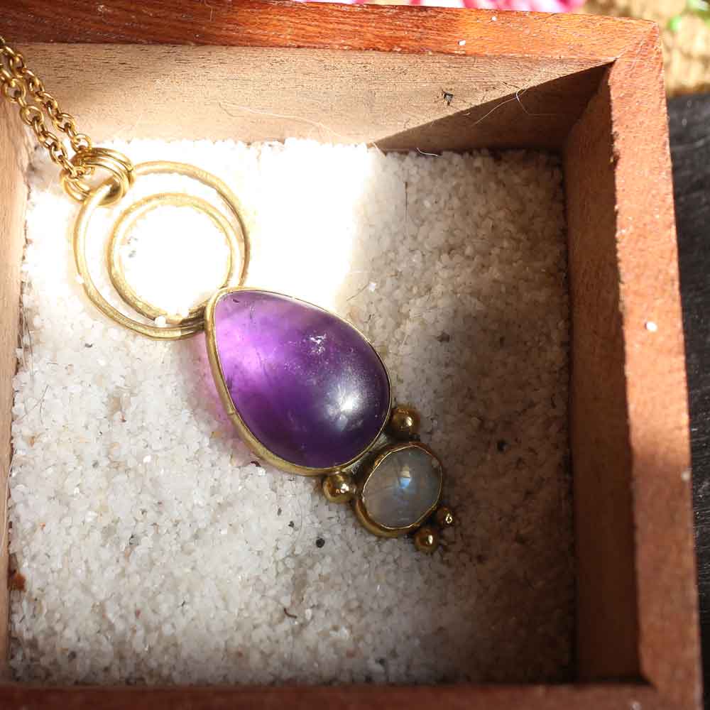 Pendente "Luna Viola" -  Ametista e Labradorite bianca