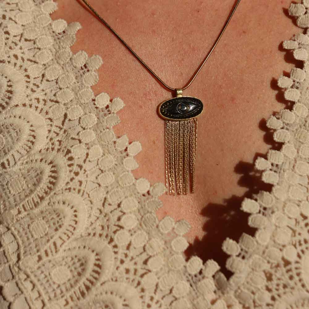 Collana "Oculus Tenebris" Ossidiana golden - Articolo Raro