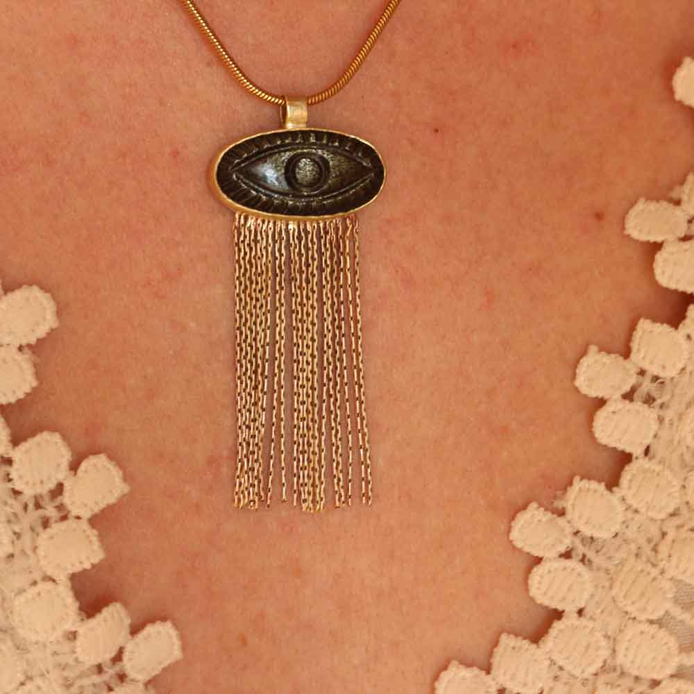 Collana "Oculus Tenebris" Ossidiana golden - Articolo Raro