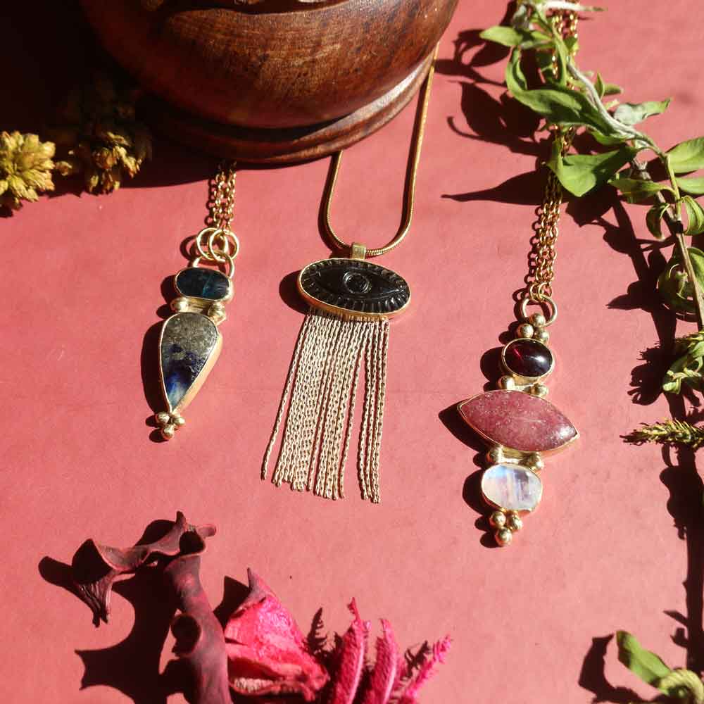 Collana "Oculus Tenebris" Ossidiana golden - Articolo Raro