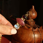 Collana "Hathor" - Granato, Rodonite rosa, Labradorite bianca
