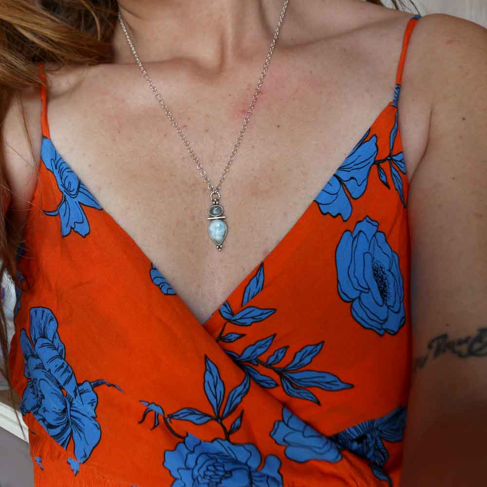 Collana "Asteria Marea" Acquamarina e Larimar
