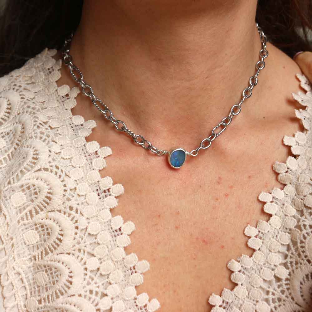 Collana Choker "Mare blu" Silver