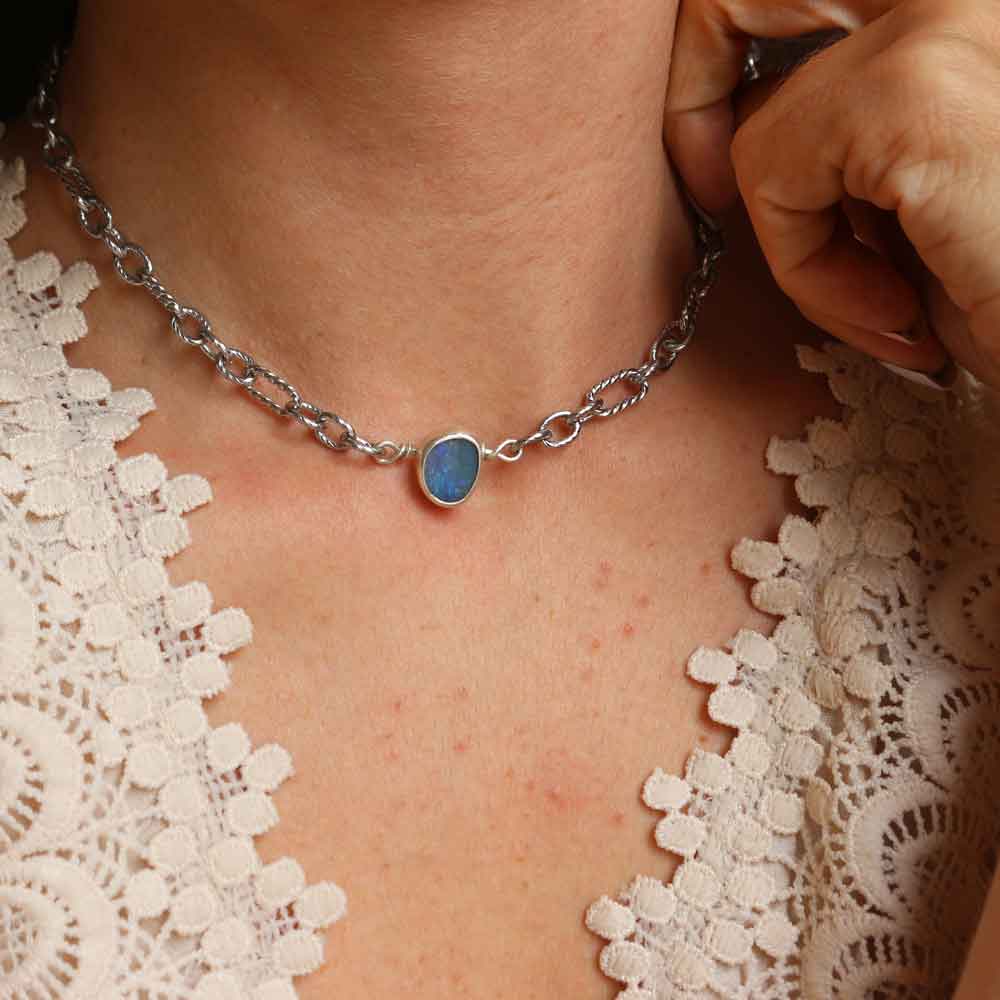 Collana Choker "Mare blu" Silver