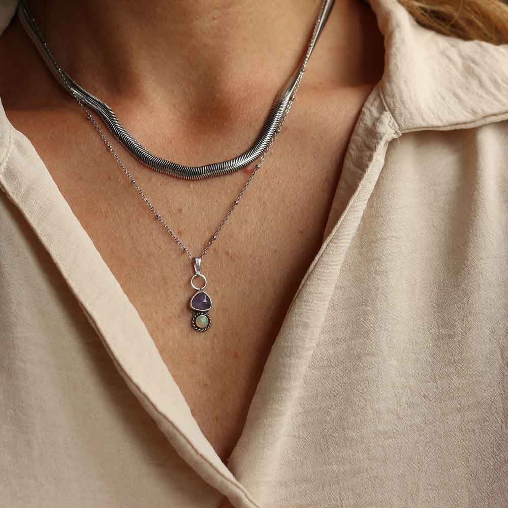 Ciondolo "Luce di Arianrhod" Tanzanite e Opale Etiope