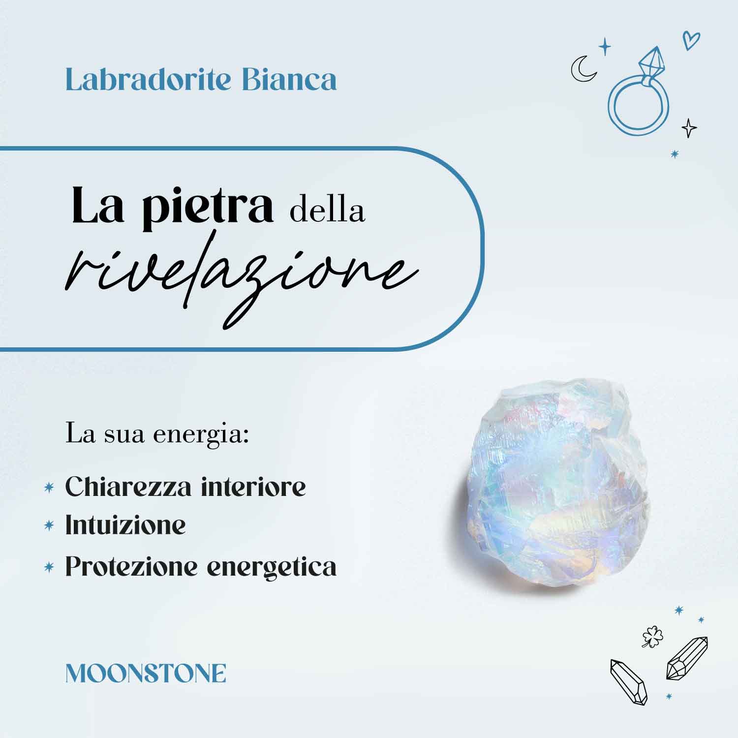 Anello "La Via della Vita" Labradorite Bianca - Arg. 925
